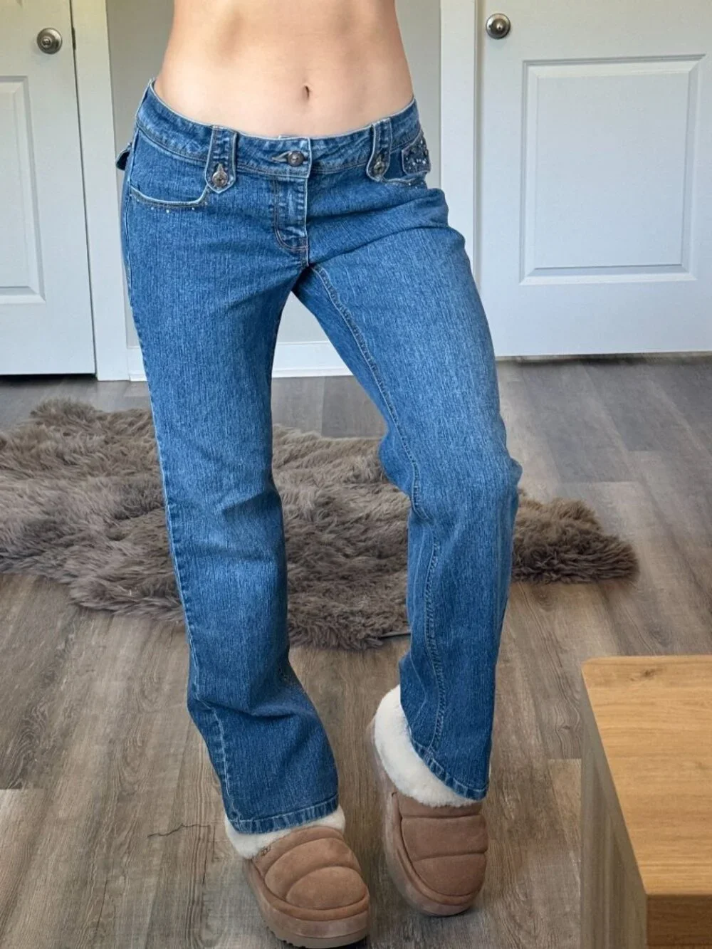 Vintage Y2K Jolt Low Rise Bootcut Jeans Womens 11 Embellished Rhinestones Grunge